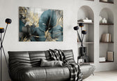 Elegant Teal & Gold Leaf Cam Tablo