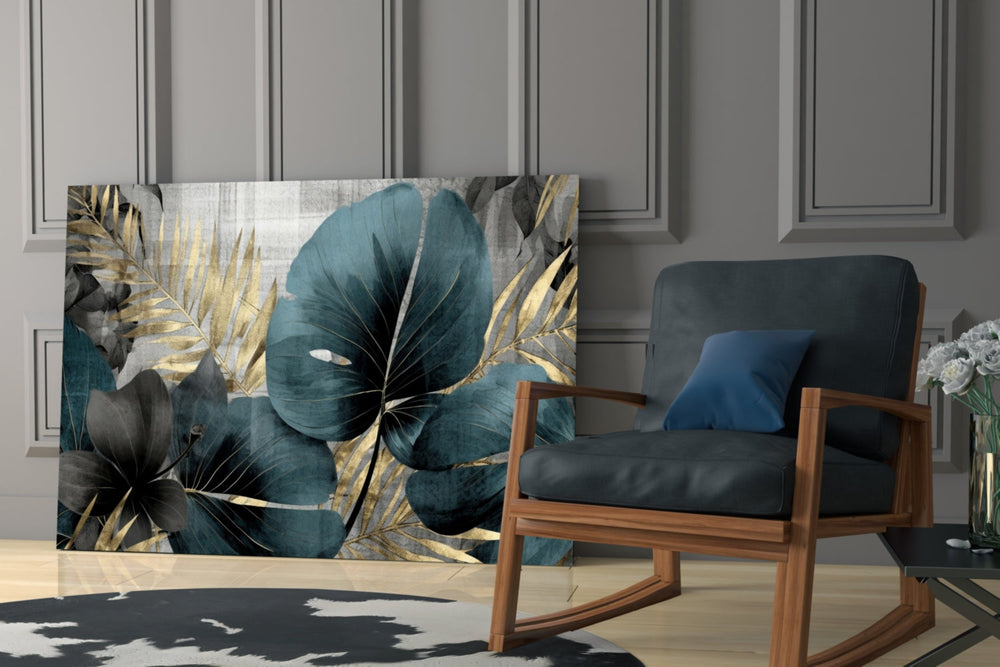 Elegant Teal & Gold Leaf Cam Tablo