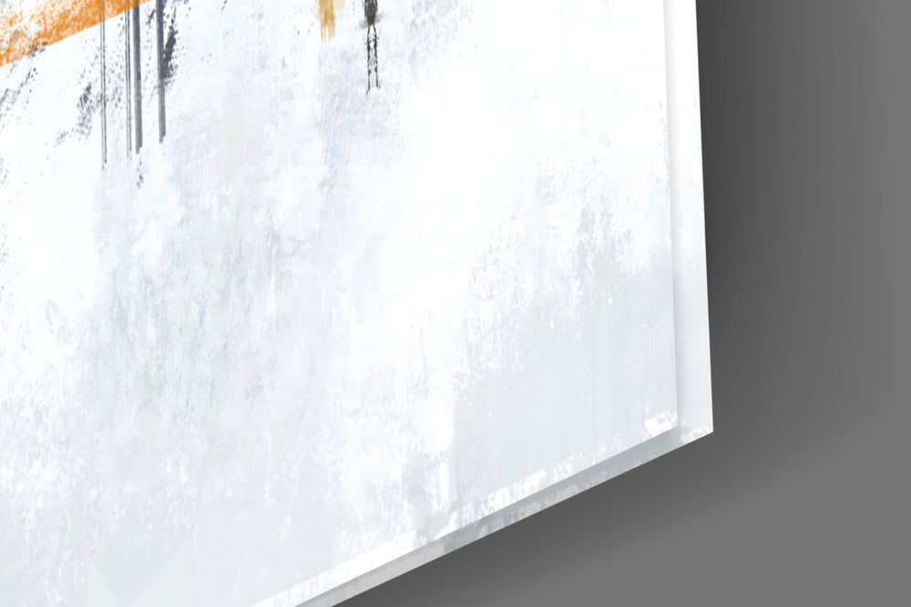 Architectural-mood cinematic glass wall art in art-loft entry hallway