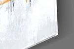 Architectural-mood cinematic glass wall art in art-loft entry hallway