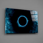 Eclipse portal cinematic glass wall art over modern living-room sofa
