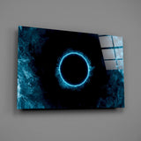Eclipse portal cinematic glass wall art over modern living-room sofa