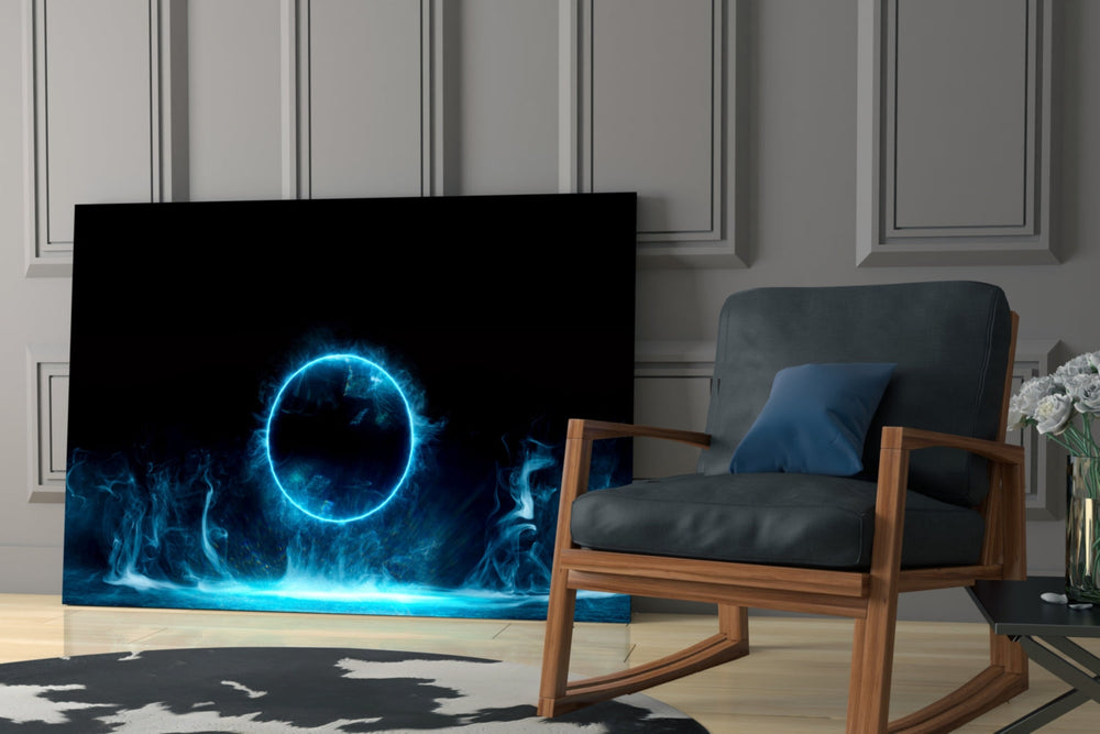 Sci-fi portal cinematic glass wall art in designer hallway