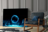Sci-fi portal cinematic glass wall art in designer hallway
