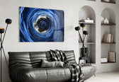 Top-down ocean whirlpool glass wall art in hospitality lobby