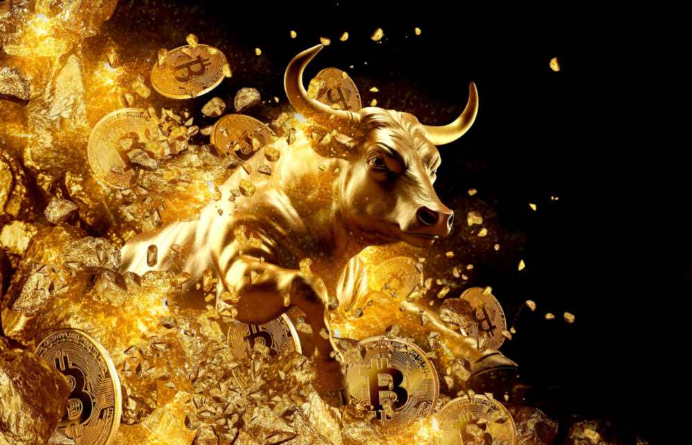 Altın Bitcoin Boğa Cam Tablo
