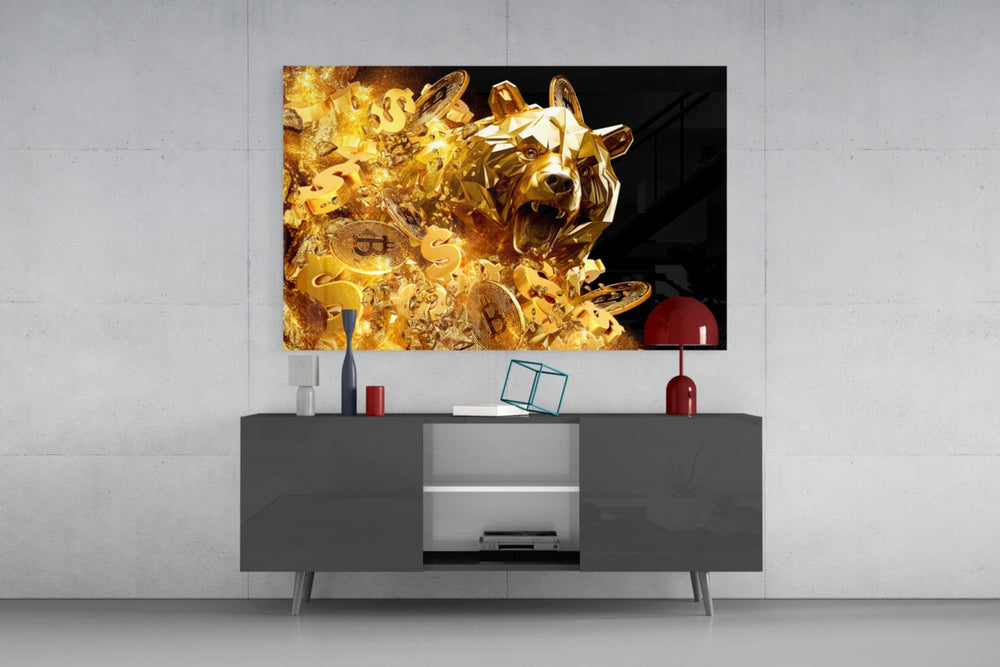 Crypto-trader poster cinematic glass wall art in modern home office