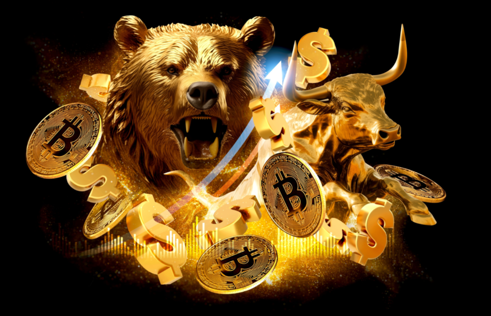 Bitcoin Boğa ve Ayı Cam Tablo