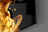 Gold low-poly market figures cinematic glass wall art in man-cave bar
