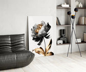 Couture floral cinematic glass wall art in luxury powder-room
