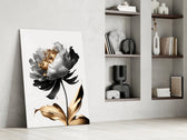 Painterly peony vertical cinematic glass wall art in heritage stairwell