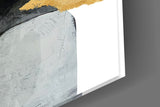 Editorial couture portrait cinematic glass wall art over walnut console in designer hallway