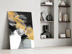 Magazine-style portrait cinematic glass wall art in heritage stairwell