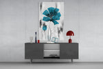 Teal Bloom on Gray Cam Tablo