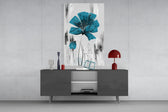 Teal Bloom on Gray Cam Tablo