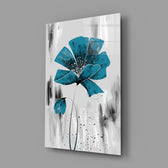 Teal Bloom on Gray Cam Tablo