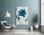 Teal Bloom on Gray Cam Tablo