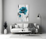 Teal Bloom on Gray Cam Tablo