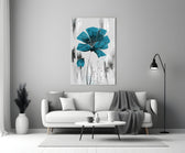 Teal Bloom on Gray Cam Tablo