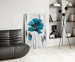 Teal Bloom on Gray Cam Tablo