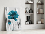 Teal Bloom on Gray Cam Tablo
