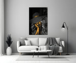 Couture muse cinematic glass wall art in luxury powder-room