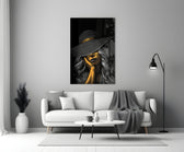 Couture muse cinematic glass wall art in luxury powder-room
