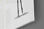 Ballet triptych cinematic glass wall art over linen sofa in glamorous lounge