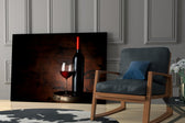 Painterly wine cinematic glass wall art over modern dining sideboard