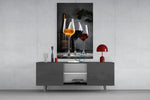 Vertical wine still-life cinematic glass wall art in sommelier's office
