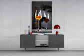 Vertical wine still-life cinematic glass wall art in sommelier's office