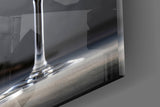 Cellar-editorial flight cinematic glass wall art over hall console in dining room