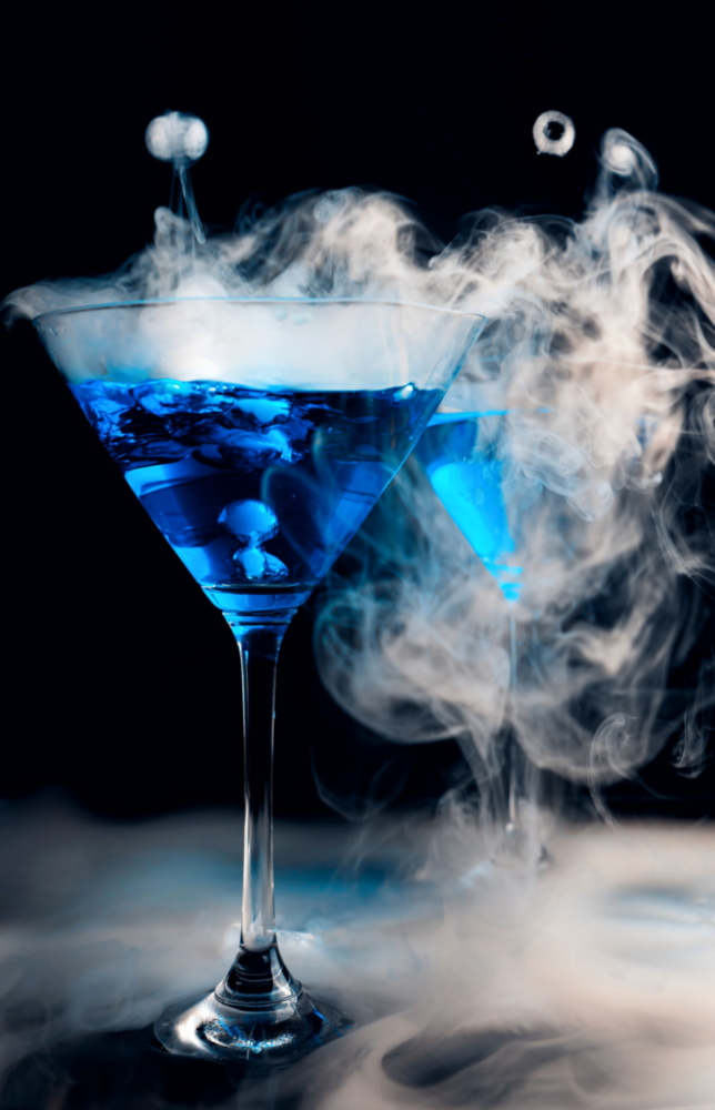Mistik Mavi Duman Martini Cam Tablo