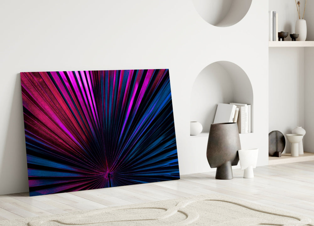 Tropical-modern radiant cinematic glass wall art in hospitality lounge entry