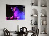 Neon dry-ice martini cinematic glass wall art in designer den