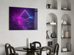 Arcade-render triangle glass wall art in music studio