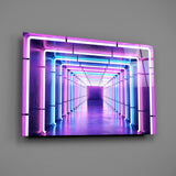 Music-video set tunnel glass wall art over modern gamer setup