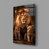 Regal wildlife cinematic glass wall art in executive office above desk