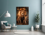 Sepia savannah cinematic glass wall art in private library reading nook
