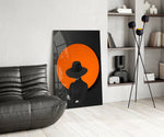 Film-poster cinematic glass wall art in heritage stairwell