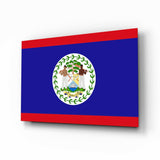 Belize Bayrağı Cam Tablo.