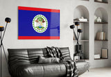 Belize Bayrağı Cam Tablo.