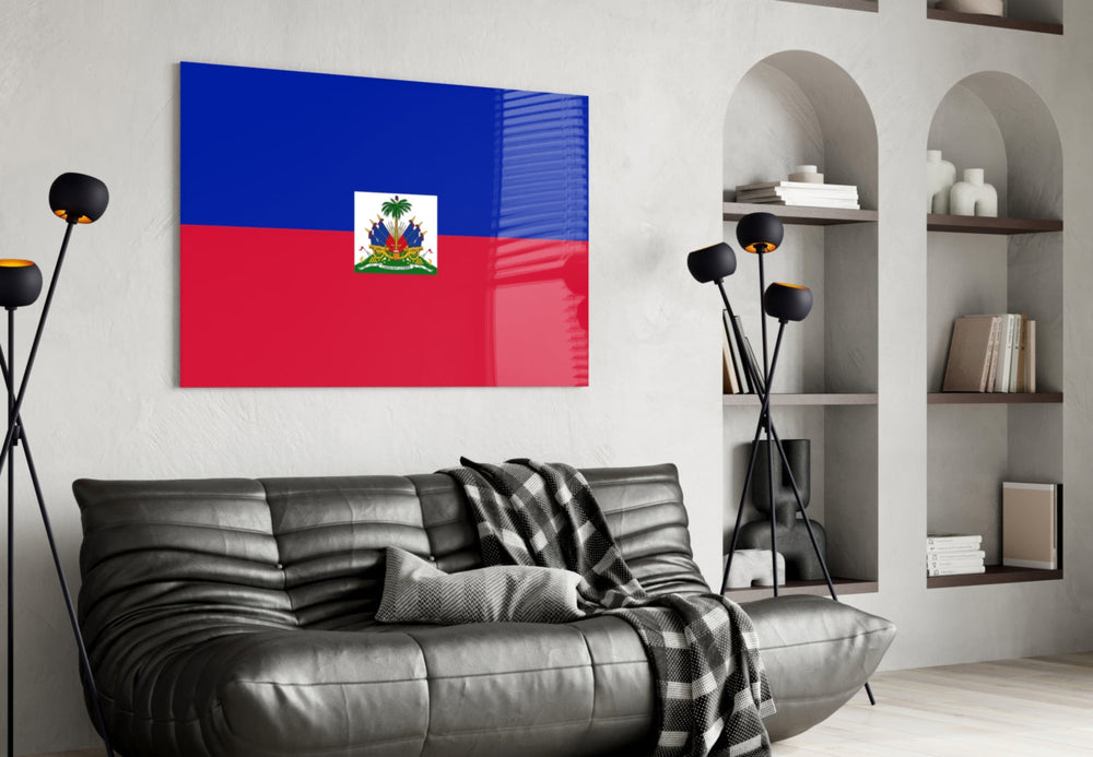 Haiti bayrağı Cam Tablo