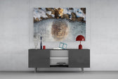 Concept-art cinematic glass wall art in heritage stairwell