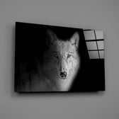 Alpha-spirit wildlife cinematic glass wall art in mountain-cabin great room