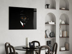 Mob boss humor cinematic glass wall art over modern dining sideboard