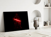 Vader-cellist cinematic glass wall art in private library reading nook