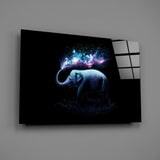 Surreal fantasy elephant cinematic glass wall art in coaching wellness reception