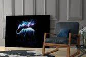 Cosmic stardust cinematic glass wall art in heritage stairwell