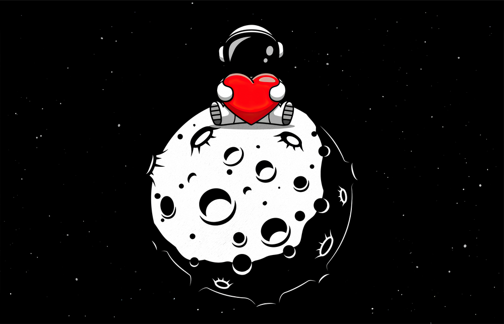 Ay Aşkı Astronot Cam Tablo